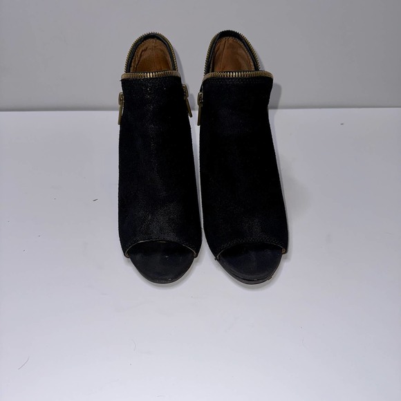 Lucky Brand Women's Padmah Black Suede Peep Toe Block Heel Ankle Booties 6M/36 - Picture 3 of 9
